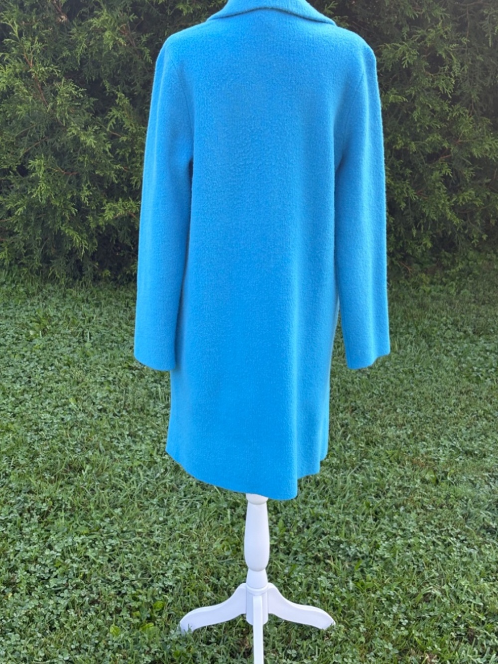 Talbots Vibrant Cyan Blue Button-Up Long Sweater Coat Jacket, Medium - Picture 8 of 11